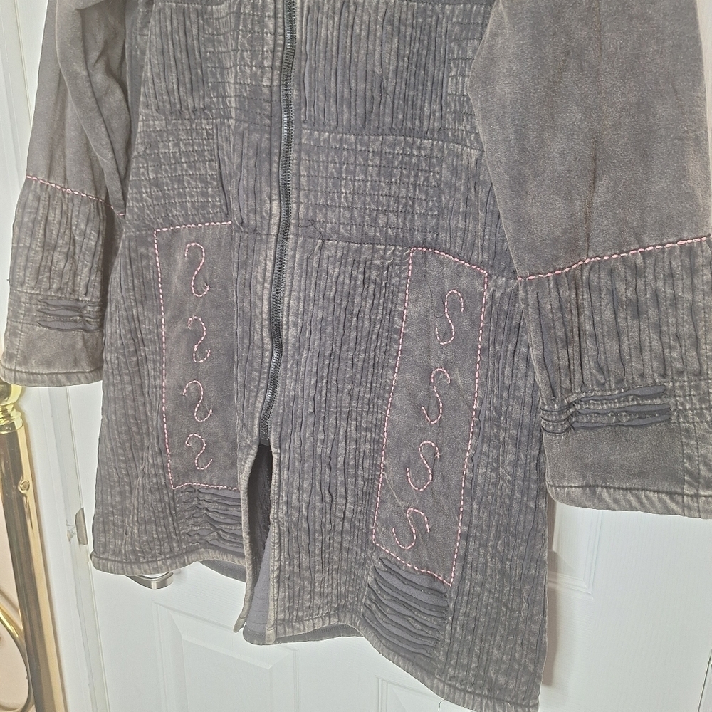 ALLER SIMPLEMENT Cotton BOHO Festival Hooded Long Jacket Size Large - Picture 3 of 6